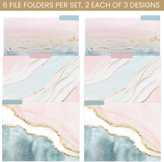 Bloom Daily Planners Decorative File Folders - Set of Twelve Letter Size (8.5” x 11”) Organizers, 1/3 Cut Tabs - Assorted Designs - Eucalyptus, 12-Pack