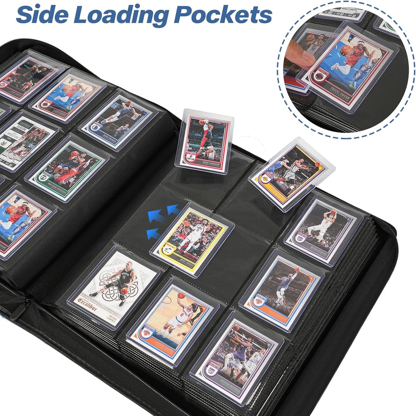 9 Pocket TopLoader Binder, Holds 360 3”x4” Toploader Hard Cases, Sleeves Card Collection Binder, 20 Double Sided Pages, Compatible with Trading & Sports Holder - Black