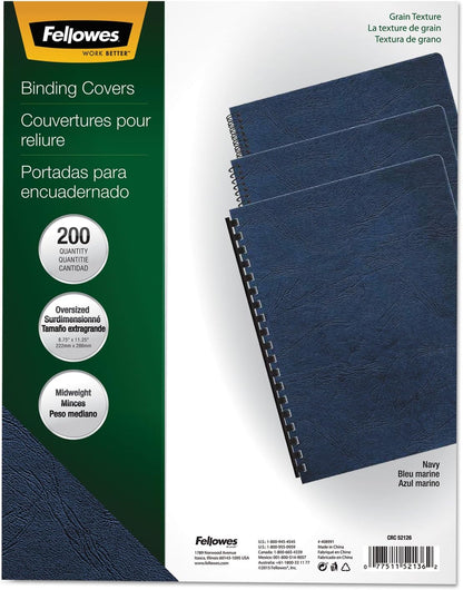 Fellowes 52136, Presentation Covers - Oversize Letter, Navy, 200 pack