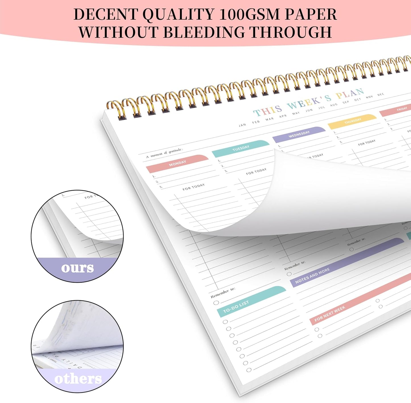 Kamoy Weekly To Do List Notepad with 52 Undated Sheets（8.5"×11"）- Undated Weekly Desk Planner Organizer for Work Home School Office Supplies