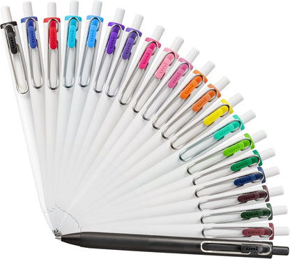 Uni-Ball One Black Retractable Gel Pens 4 Pack with Medium Points, Uni-Ball Click Pens are Fraud Proof and the Best Office, School, and Bible Pens