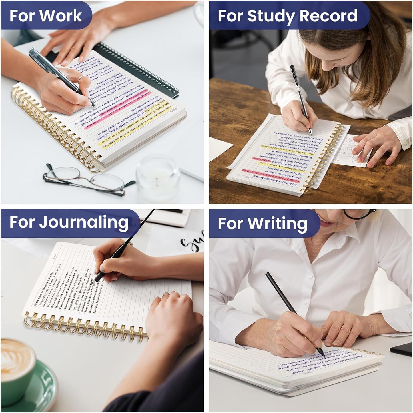 Lined Spiral Notebook Journal for Work, 300 Pages Thick B5 (7.1"x10") College Ruled Journal for Women & Writing, Hardcover Notebook for Note Taking, Perfect for Office Home School Supplies, Purple