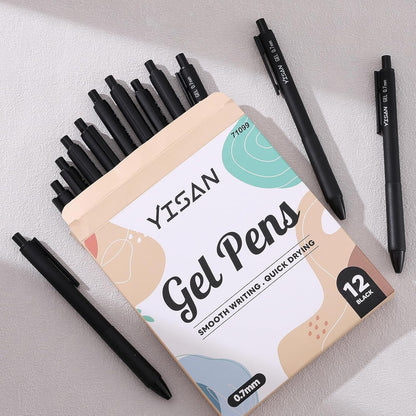 YISAN Colored Gel Pens,12 Pcs 0.7mm Fine Point Retractable Pens with Quick-Dry Ink - Smooth Writing for Journaling,Note Taking,Roller Ball Point,71082