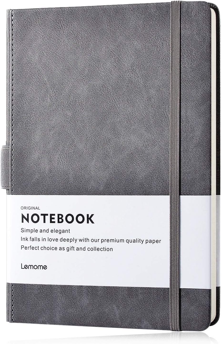 Lemome Thick Classic Notebook with Pen Loop A5 College Ruled Hardcover Writing Notebook with Pocket + Page Dividers Gifts, Banded, Large, 180 Pages, 8.4 x 5.7 in