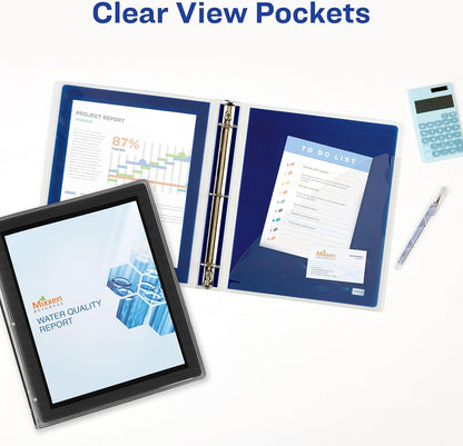 Avery Flexi-View 3 Ring Binder, 1.5 Inch Round Rings, 1 Black Binder (17637)