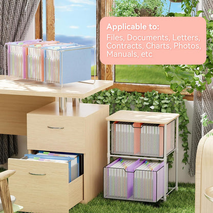 ANSOOK Hanging File Folders Letter Size,7 Pockets Expandable Accordion File Folder Organizer,3 Pack Extra Capacity File Folders Hanging with Tabs,Wheat Straw File Cabniet Folders for Office School