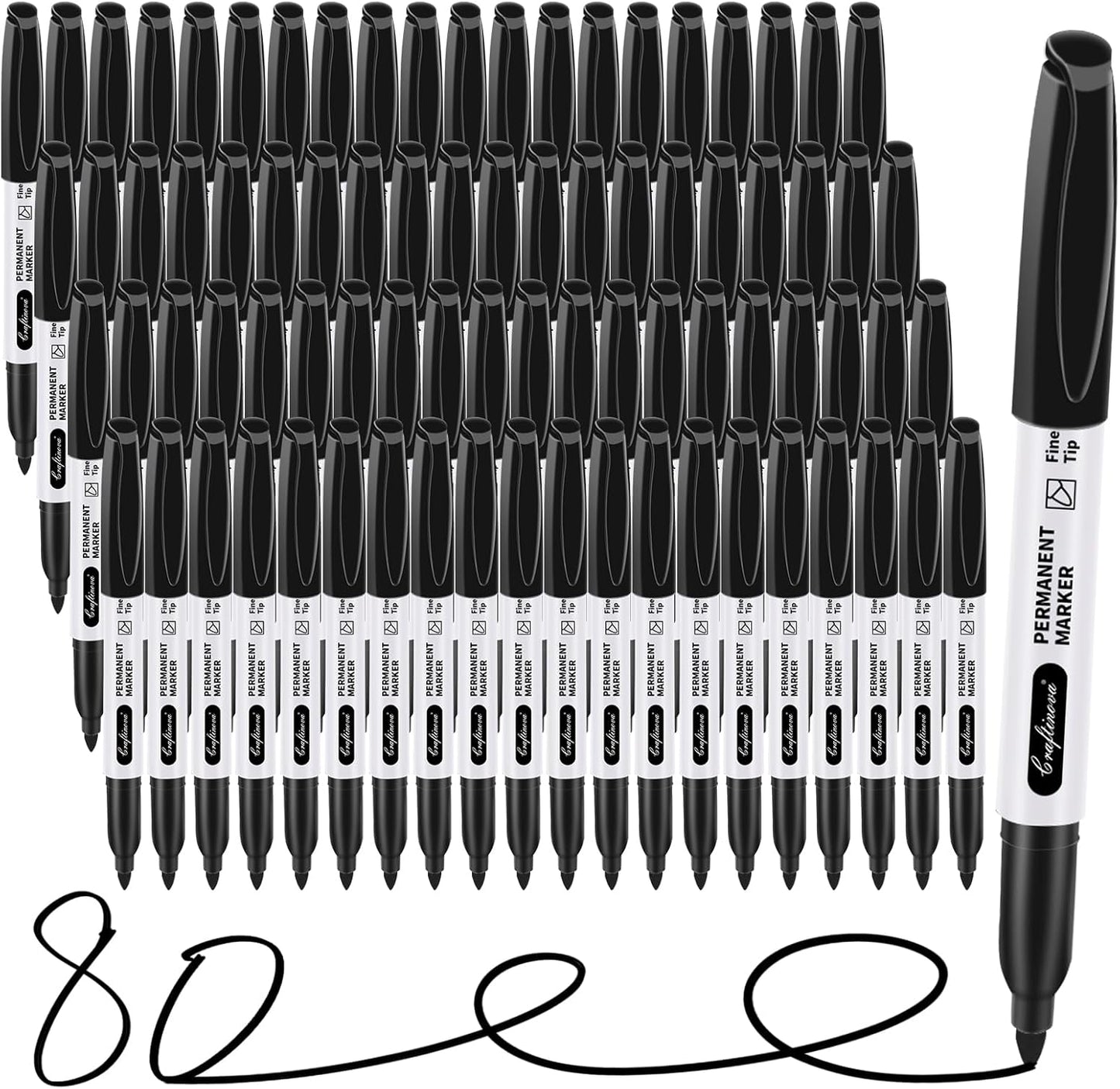 Black Ultra Fine Point Permanent Markers, Extra Fine Tip, Quick Drying and Waterproof, Fade Resistant Perfect on Paper, Glass, Metal, Plastic, Wood, Office & School Use, 12 Pack