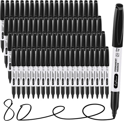 Black Ultra Fine Point Permanent Markers, Extra Fine Tip, Quick Drying and Waterproof, Fade Resistant Perfect on Paper, Glass, Metal, Plastic, Wood, Office & School Use, 12 Pack