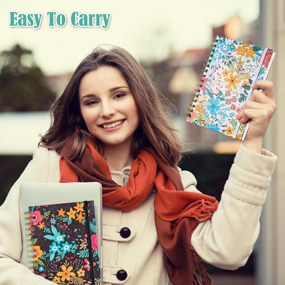 Spiral Notebook, 4 Pack A5 Lined Journal for Women, Hardcover Spiral Journal with 2 Pockets, College Ruled Notebooks, Cute Notebook for Office, School Supplies, Gifts (160 Pages, 6.3" x 8.46")