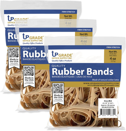 Upgrade Office Supply UPG25764 Rubber Bands, Size 64 (3-1/2 x 1/4), 80 Bands, 1/4 lb, USA