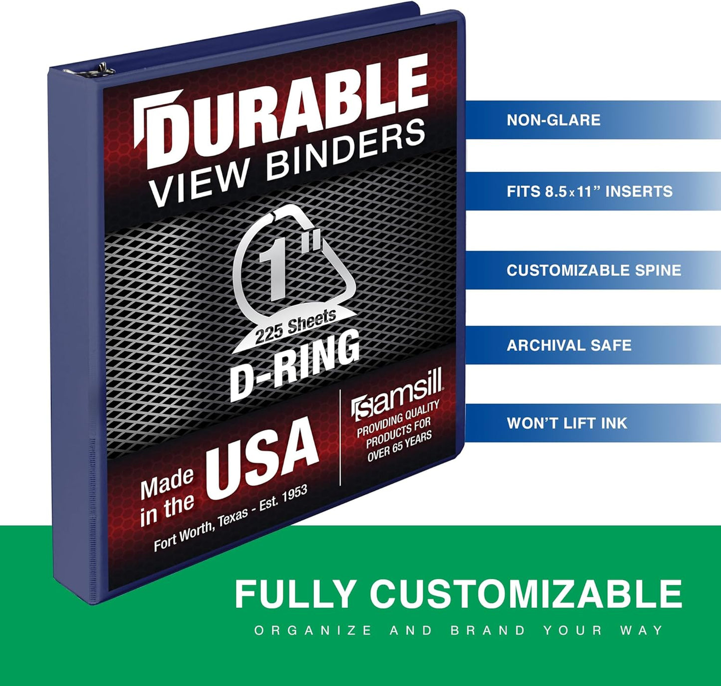Samsill Durable 4 inch 3 Ring Binder, D Ring Binder, 100% Recycled Chipboard, Black, 2 Pack