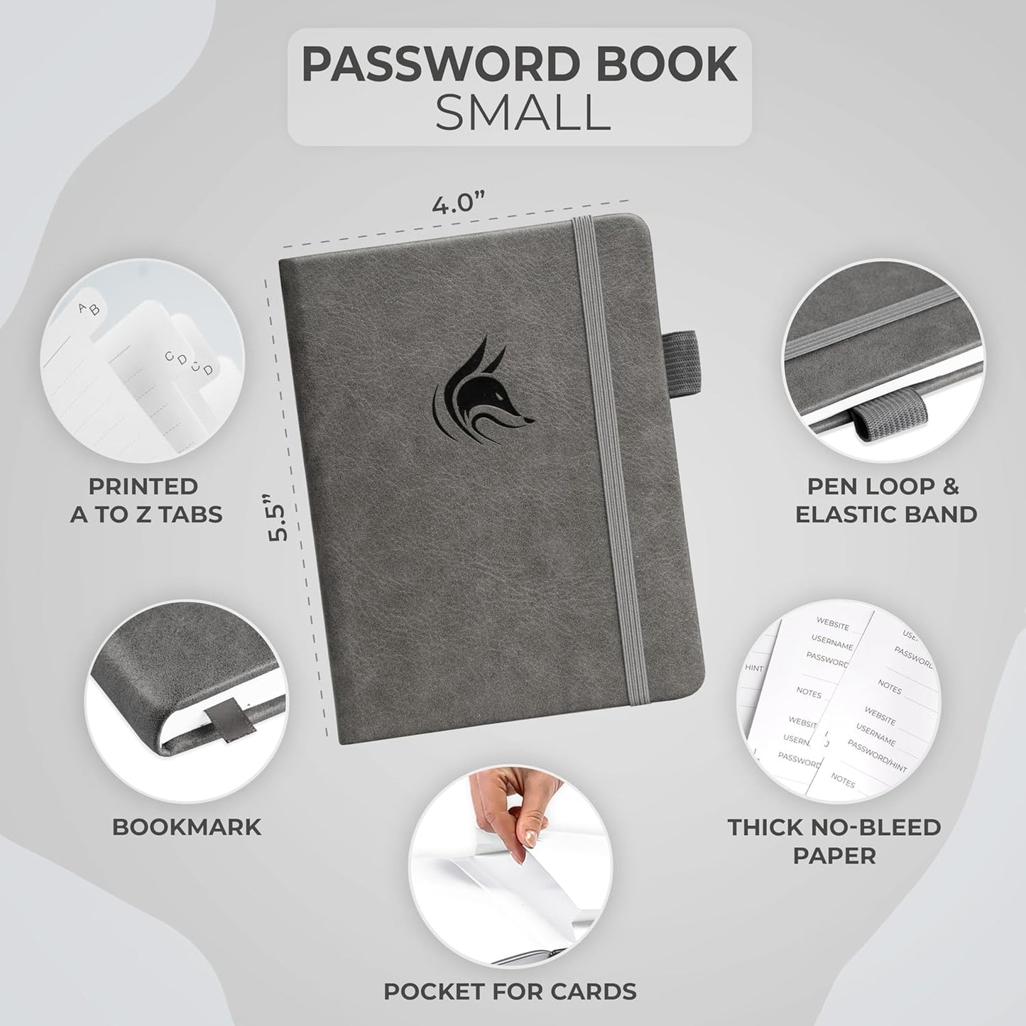 Clever Fox Password Book with alphabetical tabs. Internet Address Organizer Logbook. Small Pocket Password Keeper for Website Logins (Orange)
