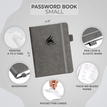 Clever Fox Password Book with alphabetical tabs. Internet Address Organizer Logbook. Small Pocket Password Keeper for Website Logins (Orange)
