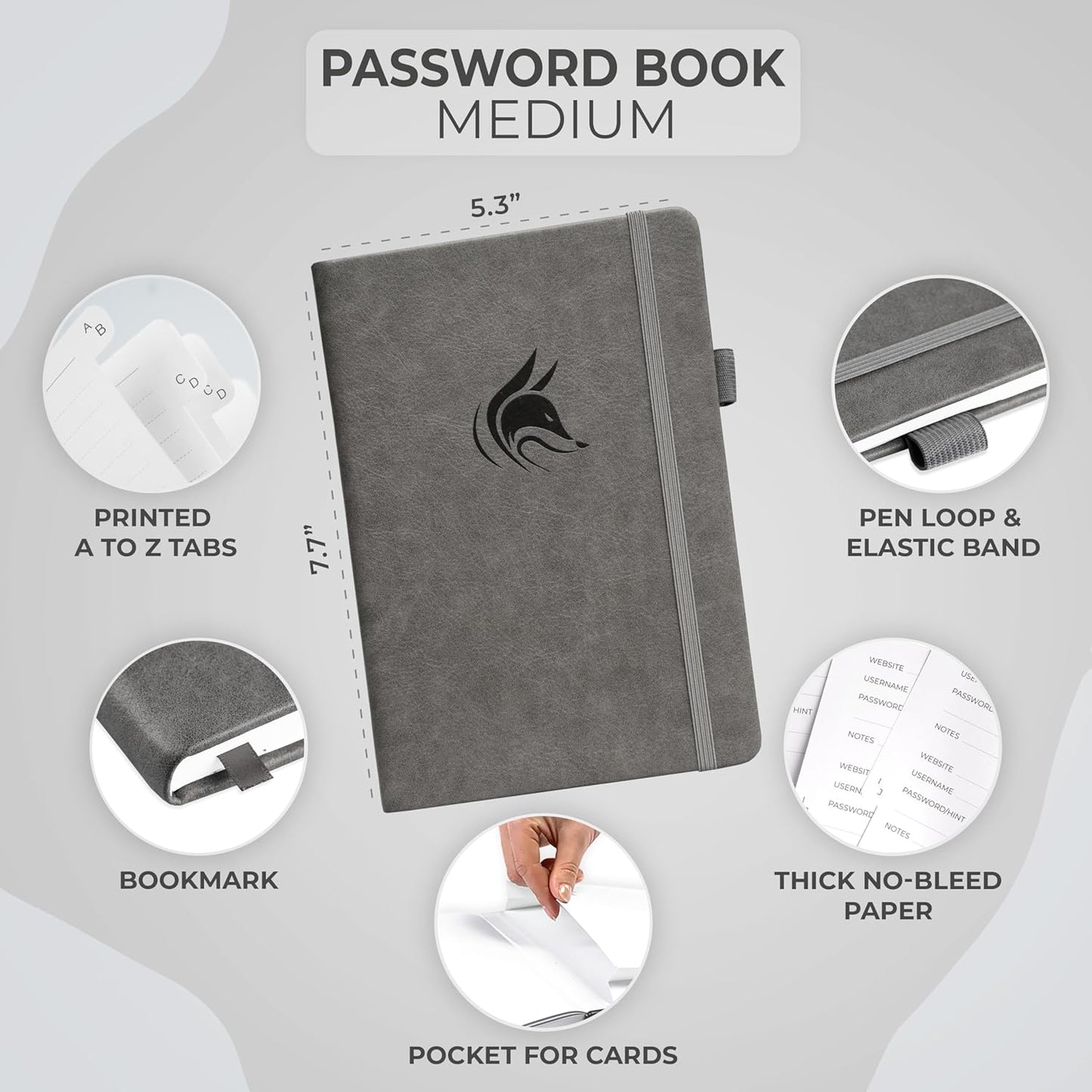 Clever Fox Password Book with alphabetical tabs. Internet Address Organizer Logbook. Small Pocket Password Keeper for Website Logins (Orange)