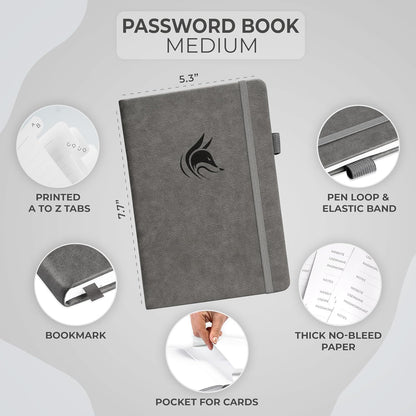 Clever Fox Password Book with alphabetical tabs. Internet Address Organizer Logbook. Small Pocket Password Keeper for Website Logins (Orange)