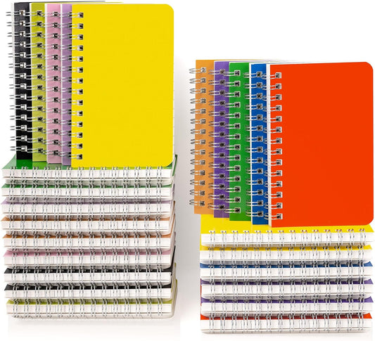 Dynta Small Notebooks 3x5 Bulk, Mini Spiral Notebooks 40 Packs, Pocket Notebooks Notepads Memo Pads 10 Assorted Colors for School Home Office College Work Travel (60 Sheets/120 Pages)