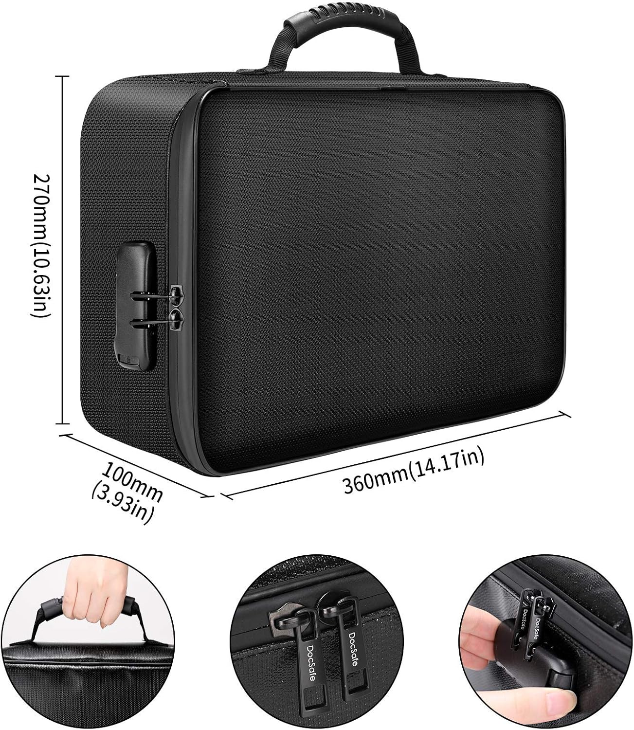 DocSafe 5200°F Document Organizer with Lock, Upgraded Heat Insulated Fireproof＆Water-Resistant Box 8 Layers File Organizer, Portable Home Travel Safe Storage for Important Documents and More