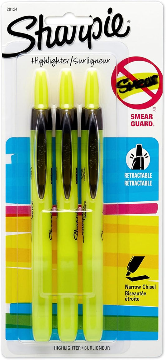 SHARPIE 28152PP Retractable Highlighter, Smearguard Technology, Vivid and High Contrast Colors, Pack of 1 Blister Including 2 Highlighters