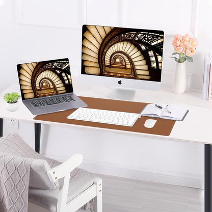 Large Desk Mat 47.2" x 17" Leather Desk Pad Protector with Natural Cork & PU Leather, Non-Slip Office Desk Mat, Large Mouse Pad, Waterproof Desk Blotter pad for Office&Home(Black)