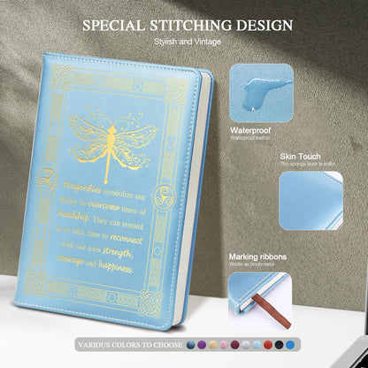 Dragonfly Gifts for Women,Journal for Women,A5 Hardcover Leather Journal - 200 Pages Premium Paper Notebook, Journal Notebook for School, Work (Dragonfly Pink)