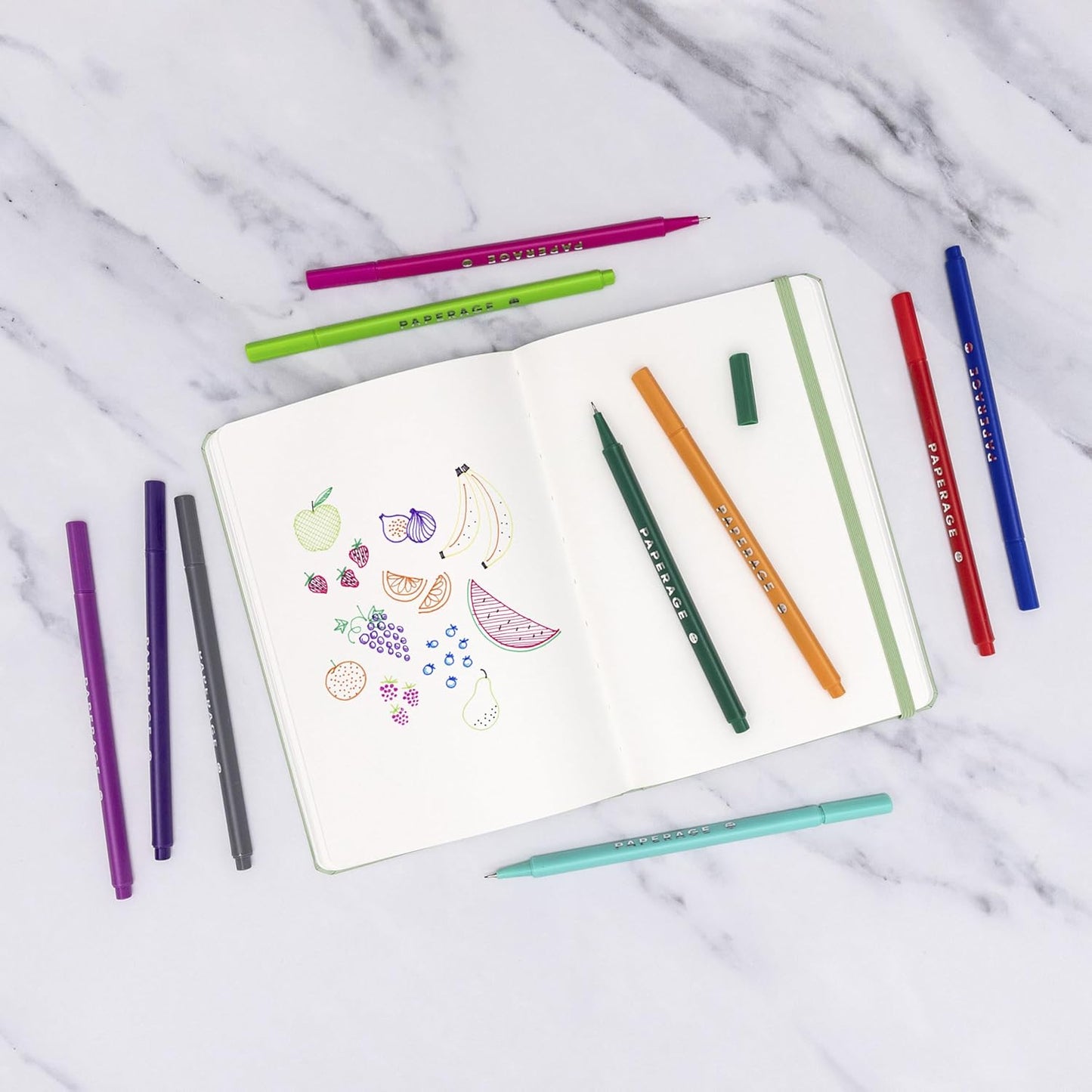 PAPERAGE Felt Tip Fine Point Pens (0.4mm), 12 Pack, Pens For Journaling, Notebooks, Planners, Calendars & Drawing, Great for School, Office, & Home (Black Ink)