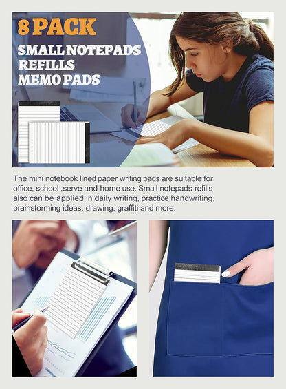 Notepad 4x6 Notepads 8 Pack Lined Note Pads 4x6 Paper Pads Memo Pads 4x6 Scratch Pads 4x6 Server Note Pads Ruled Pages Pocket Notebook Small Writing Pads for Daily Planning School Office 30 Sheets/Pad