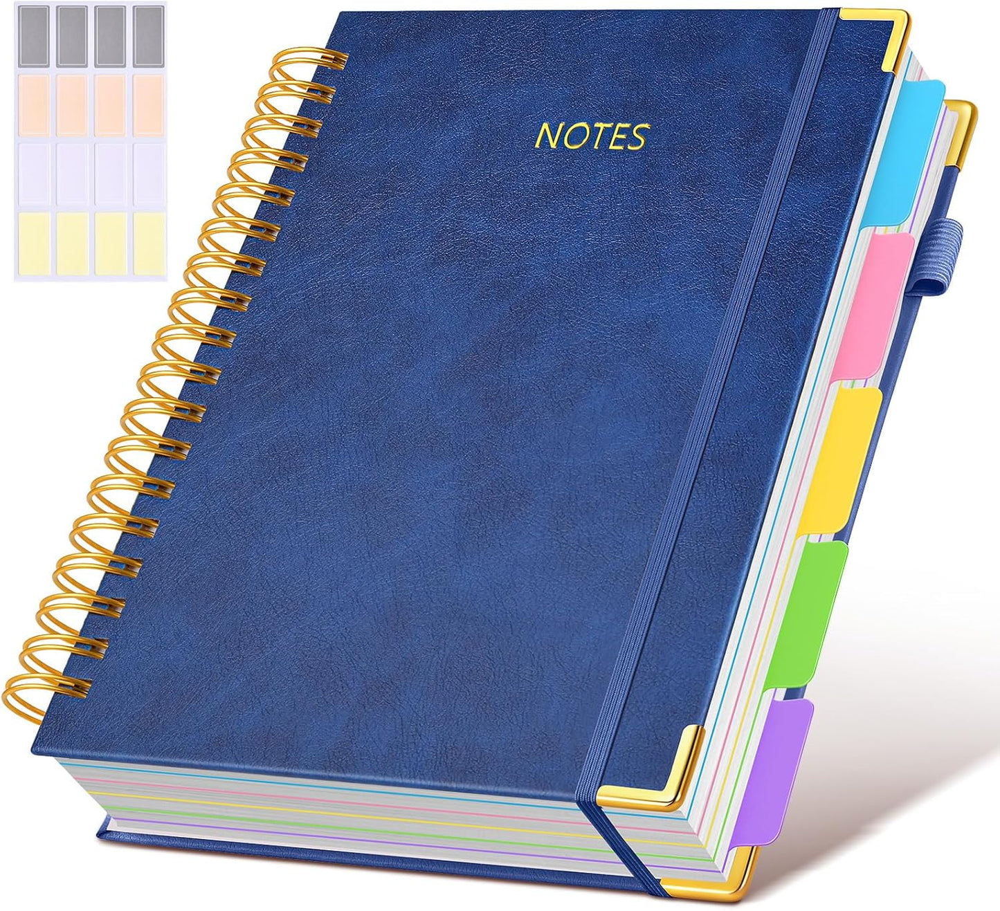 Hardcover Spiral Notebook Journal with Removable Dividers Tabs, 300 Pages Leather 5 Subject Notebook College Ruled, 8"x10" Large B5 Notebooks for Work School Note taking, Lined Journal for Women, Pink