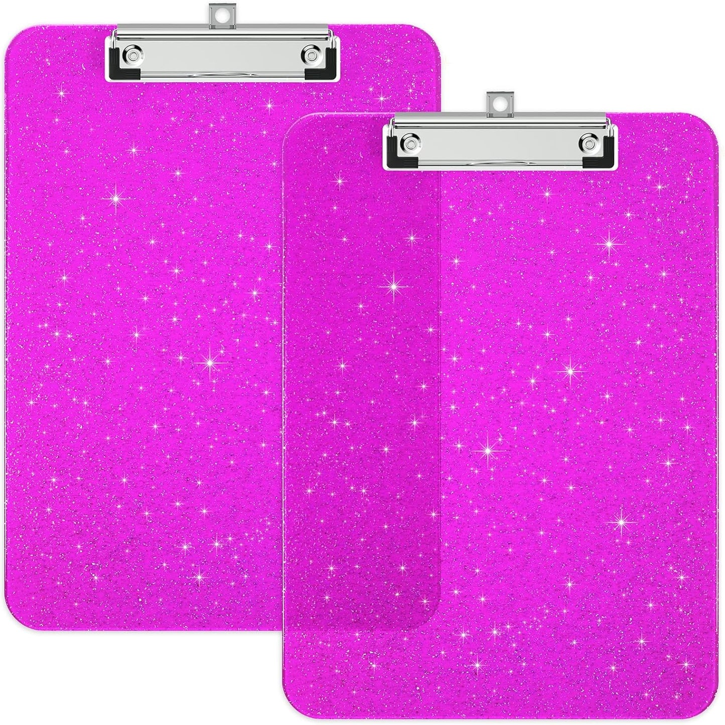 A4 Plastic Glitter Clipboard, Sparkly Pink 12.5 x 9 Letter Size for Classroom, Students, Teacher, Nurse, 8.5 x 11 Clip Board with Low Profile Clip, Office & School Supplies