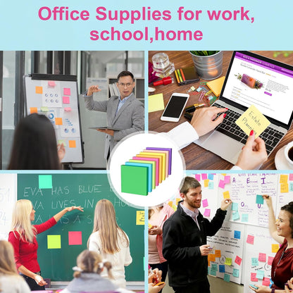 Sticky Notes 3x3 Inch, 8 Pads, 800 Sheets, 8 Bright Colors Sticky Note Pad, Bulk Self-Stick Pads, Home Office School Supplies, Clean Removal, Recyclable, Easy to Post for Notebook, 100 Sheets/Pad