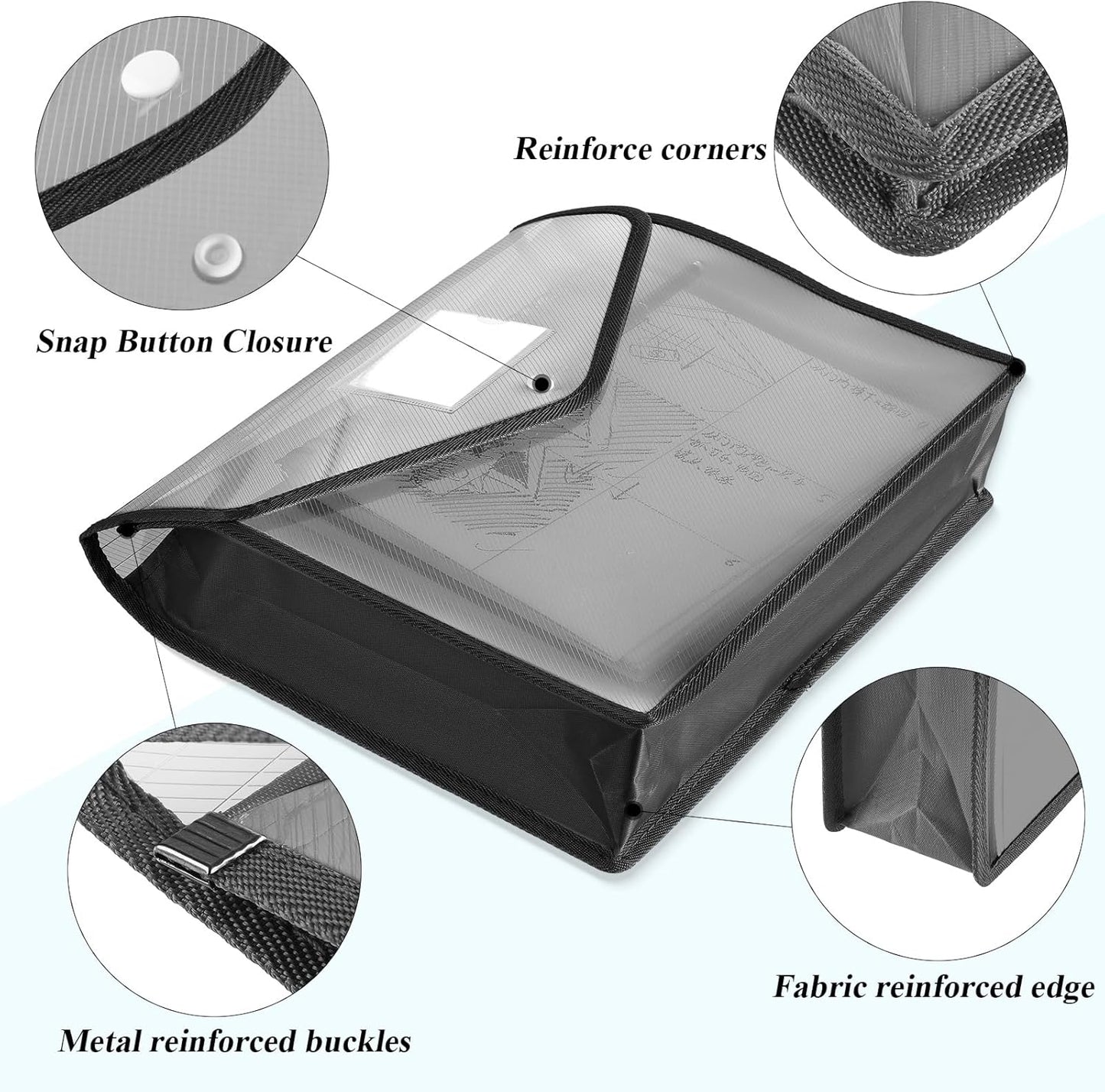 10 Pieces Plastic File Folders Envelope Expanding File Wallet Organizer Documents Folder with Snap Closure and Pocket, A4 Size Waterproof Transparent Pouch(White,Horizontal)