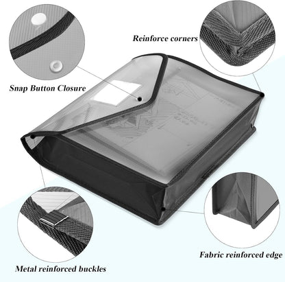 10 Pieces Plastic File Folders Envelope Expanding File Wallet Organizer Documents Folder with Snap Closure and Pocket, A4 Size Waterproof Transparent Pouch(White,Horizontal)