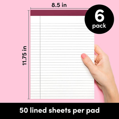 PAPERAGE Lined Legal Pads, (Rainbow), 6 Pack, 50 Sheets Each, Wide/Legal Ruled, Note Pads, Paper, 5 inches x 8 inches