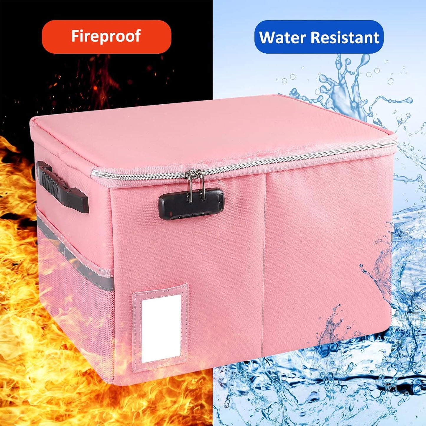 TOMKID Fireproof Document Box, Fireproof File Box with Lids, Important Document Organizer Box with Lock, Portable File Folder Organizer with Handle