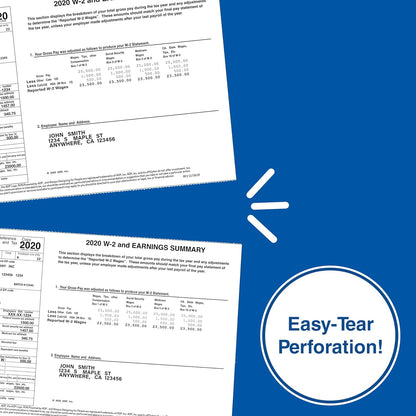 PrintWorks Professional 3 2/3" Horizontal Perforated Paper 8.5” x 11” - Perfect For W-2, 1099, & Statement Use - Made in the USA - 500 Sheets - 20 lb - Printer Compatible - White (04124)