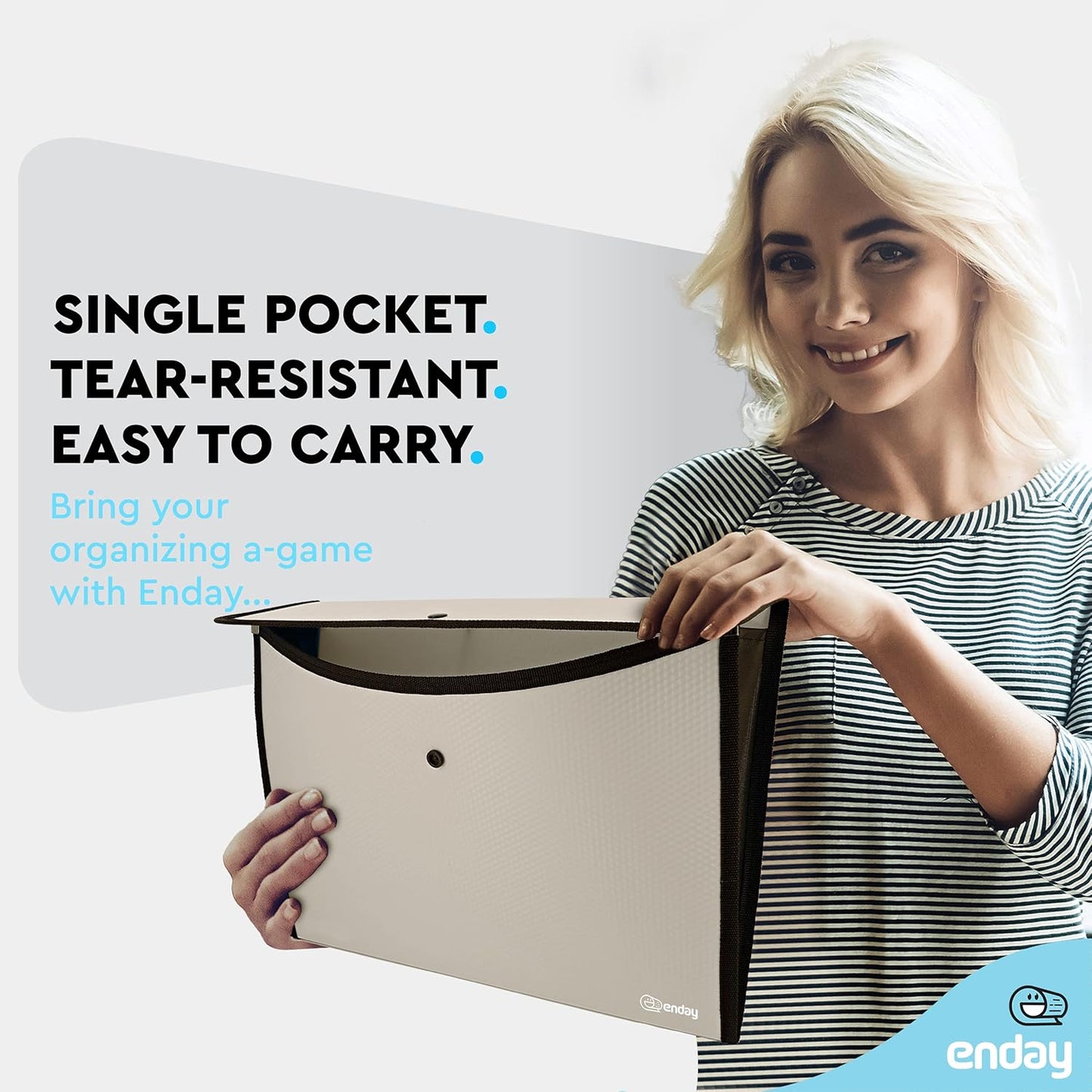 Square Flap Document Holder Blue, Expanding File Folder, A4 Letter Size Reusable Filling Envelopes, Snap Closure Wallet File Pouch Also Available in Pink, Purple, Green, Red, Grey, 1 Pc– By Enday