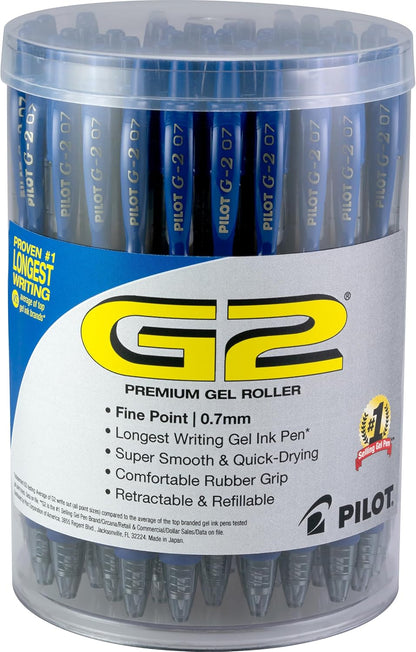 Pilot G2 Premium Gel Pens, Black Pens, Bold Point 1 mm, Tub of 48, Black