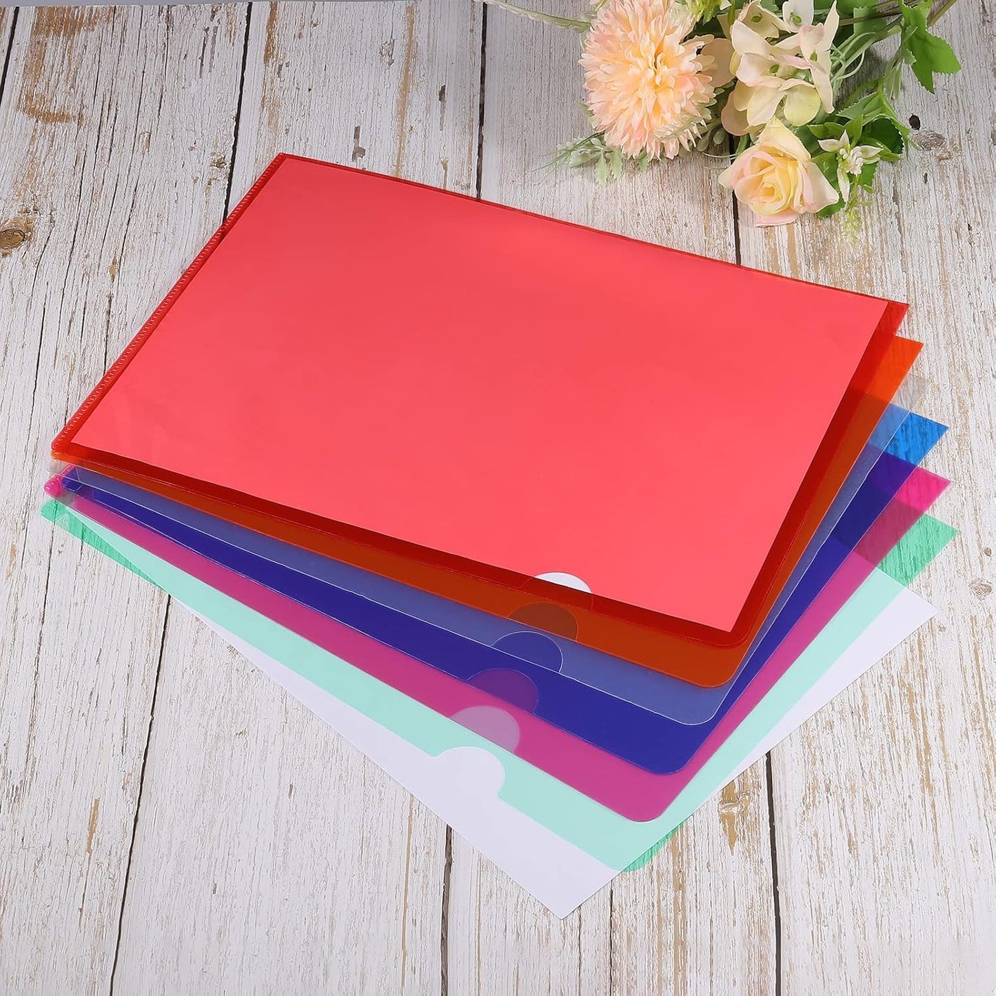 PATIKIL L Type Folders 24 Pack A4 Plastic File Project Pockets Clear Paper Document Jacket Sleeve for Office, Black