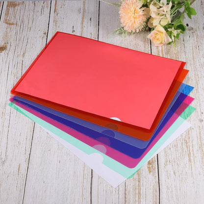 PATIKIL L Type Folders 24 Pack A4 Plastic File Project Pockets Clear Paper Document Jacket Sleeve for Office, Black