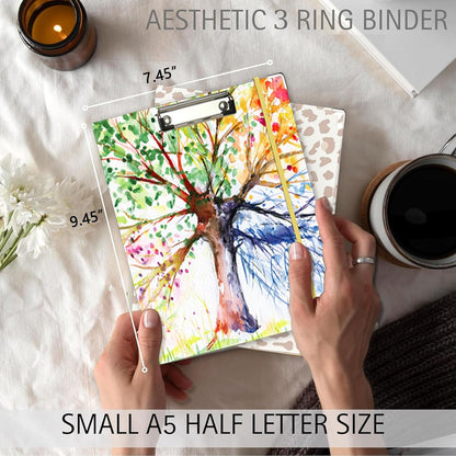 3 Ring Binder 1 Inch, Three Ring Binders Organizer with Clipboard, 5-Tabs Pockets Dividers, Plastic Folder, 18 Divider Stikers, BVSSX Pretty Binder with Pen Loop (Black Weeds, Letter Size)