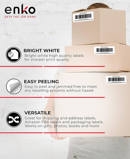 enKo 1 x 2-5/8 Inch 30 Up Return Mailing Address Labels White Printable FBA Labels (100 Sheets, 3000 Labels)