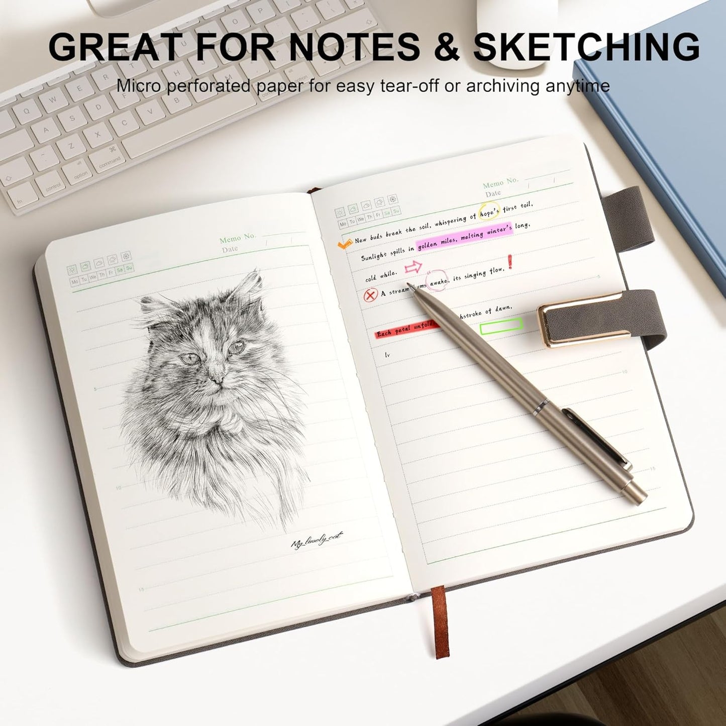 Hardcover Lined Notebook Journal for Women & Men,256 Pages 5.7 x 8.3 inches,A5 Ruled Notebooks Magnetic Closure Leather Journal,Daily for Work,Meeting,Travel,Writing,School and Note Taking (Gray)