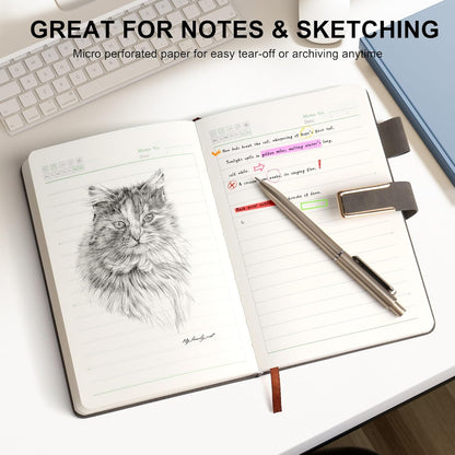 Hardcover Lined Notebook Journal for Women & Men,256 Pages 5.7 x 8.3 inches,A5 Ruled Notebooks Magnetic Closure Leather Journal,Daily for Work,Meeting,Travel,Writing,School and Note Taking (Gray)