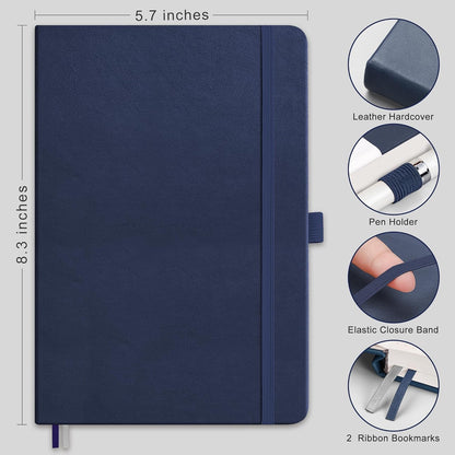 RETTACY Graph Grid Paper Notebook, 192 Pages, A5 Medium Size (5.7'' x 8.3''), 5 Squares per Inch, Leather Hardcover, 100 GSM Thick Paper, for School, Students, Math, Engineering (Brown)