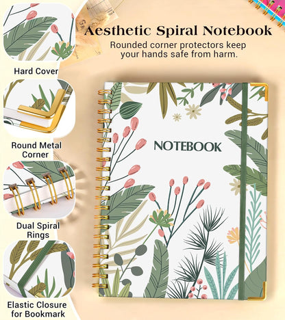 Lined Spiral Notebook Journal for Women, 200 Pages Cute Notebooks 8.5” x 11”, A4 Large Hardcover Spiral Journals with 100 GSM Thick Paper, College Ruled Notebook for Writing Work School, Autumn Tree