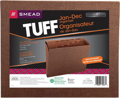 Smead TUFF Expanding File, Monthly (Jan.-Dec.), 12 Pockets, Letter Size, Redrope-Printed Stock (70488)