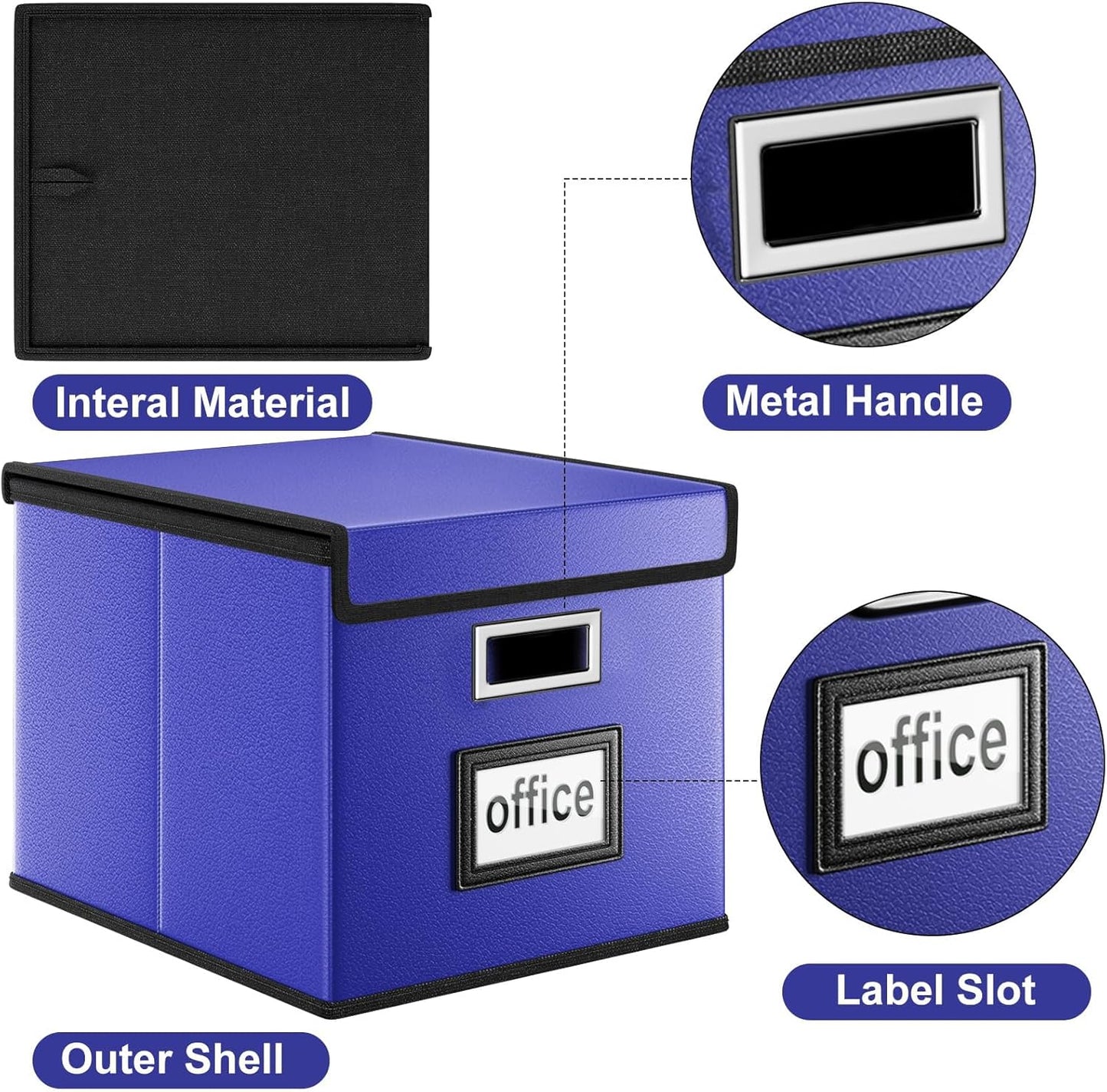 Huolewa Upgraded Portable File Organizer Box with Lid, Collapsible Linen Hanging Filing Storage Boxes with Plastic Slides, Decorative Home/Office Filing System Box for File and Folders Storage (Gray)