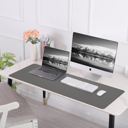 Large Desk Mat 47.2" x 17" Leather Desk Pad Protector with Natural Cork & PU Leather, Non-Slip Office Desk Mat, Large Mouse Pad, Waterproof Desk Blotter pad for Office&Home(Black)