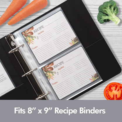 Samsill 8 Tab Recipe Dividers, Recipe Sleeves, Sheet Protector Dividers, with Tab Inserts, Clear, Super Heavyweight, Top Loading, 3 Hole Punched for Standard Letter Size Binders, Archival Safe