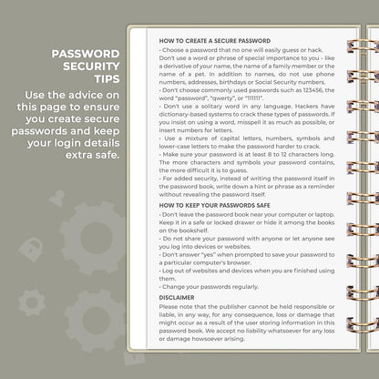 Clever Fox Password Book Spiral – Internet Address & Password Organizer with Laminated Alphabetical Tabs – Password Keeper Journal – Hardcover, Medium Size, 6.1x7.7” (Mystic Blue)