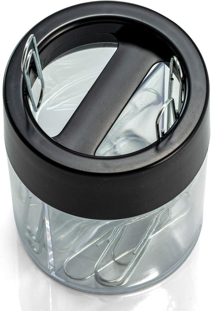 Officemate Magnetic Clip Dispenser, Large/Round, 200 Clip Capacity, Black/Smoke (93692)